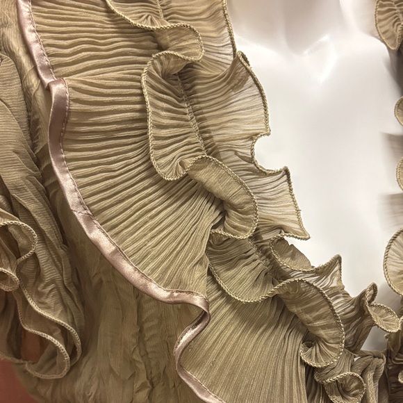 Ruffled Glam Tan Women's Top XL - Picture 3 of 6